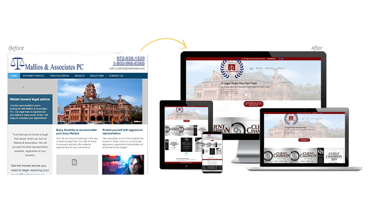 John C. Mallios & Associates, a legal service PPC/SEO Before After