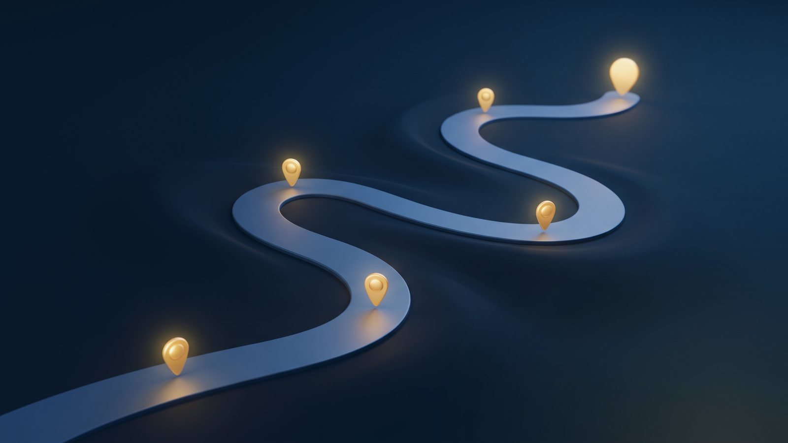 Winding path with gold bid markers