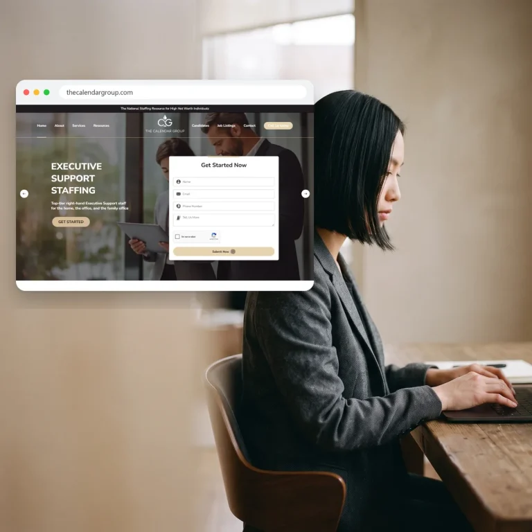 A business buyer browsing the website of The Calendar Group
