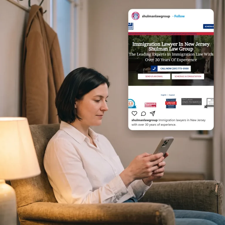 A client scrolling social media and seeing a post from The Shulman Law Group