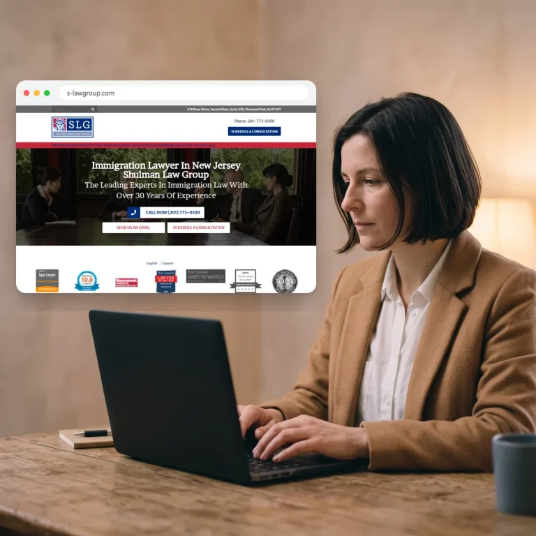 A client browsing the website of The Shulman Law Group