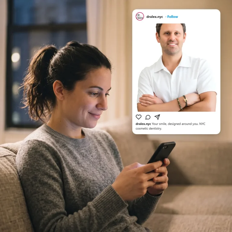 A patient scrolling social media and seeing a post from Dr. Alex Rubinov