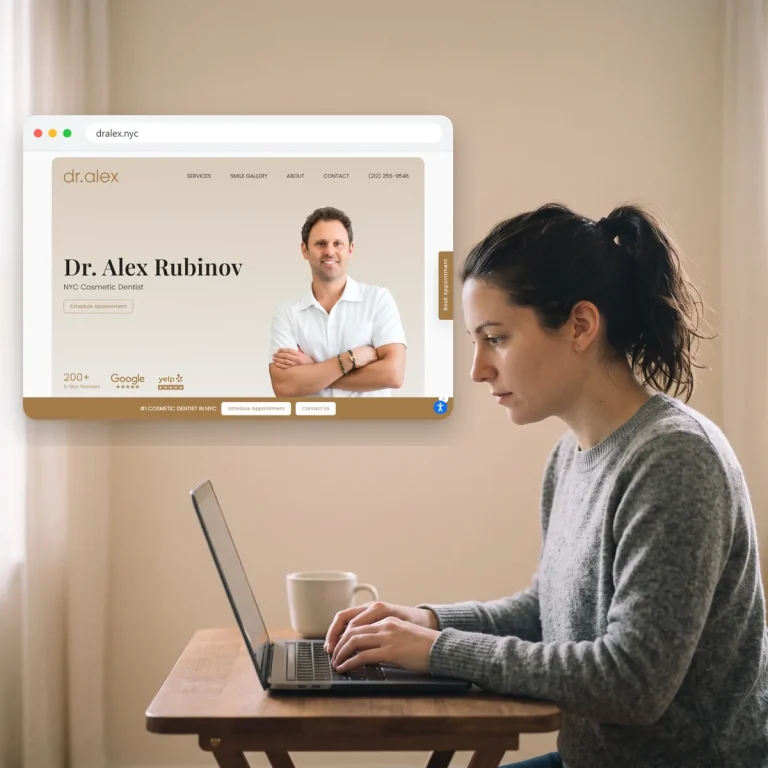 A patient browsing the website of Dr. Alex Rubinov