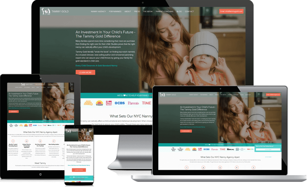 Tammy Gold Nanny Agency website