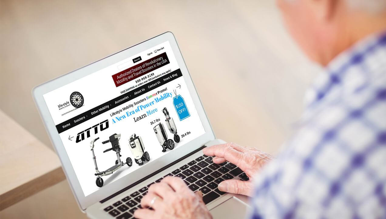 Lifestyle Mobility Scooters Website on a Laptop