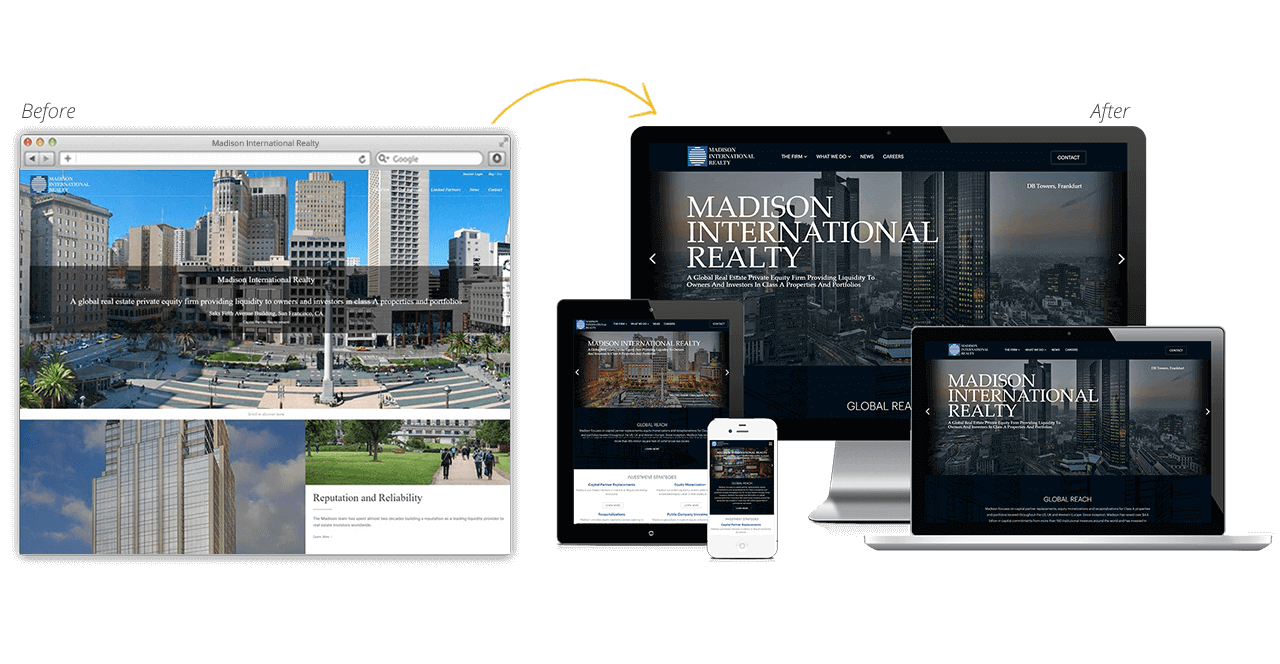 Madison International Website Redesign Before After