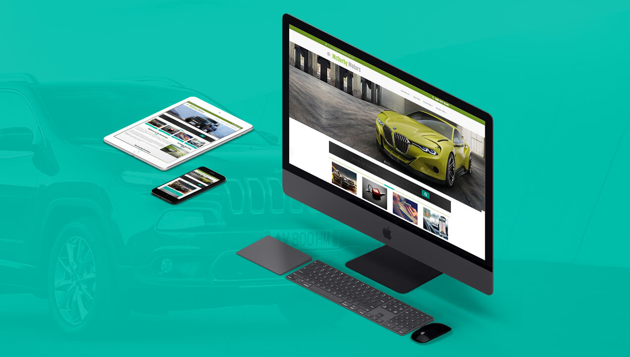 McDarby Motors website on desktop computer