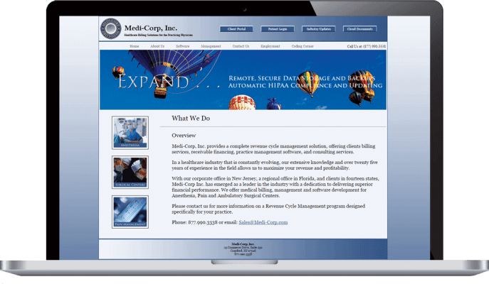 Custom website design for medical billing