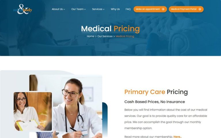 Mind & Body Christian Health Group: Medical pricing