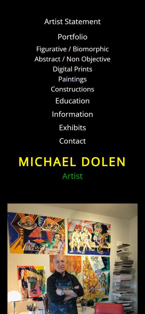 Michael Dolen homepage on a phone