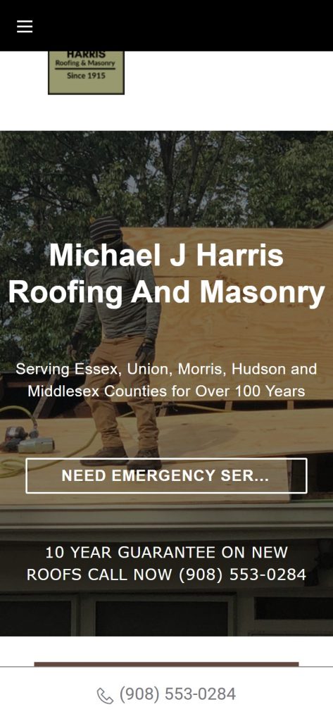 Michael J Harris homepage on a phone