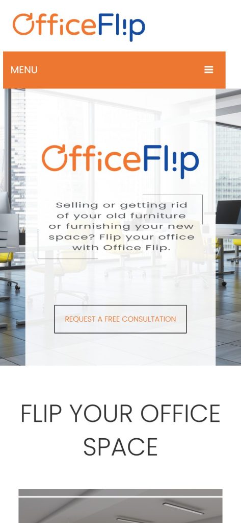 OfficeFlip homepage on a phone