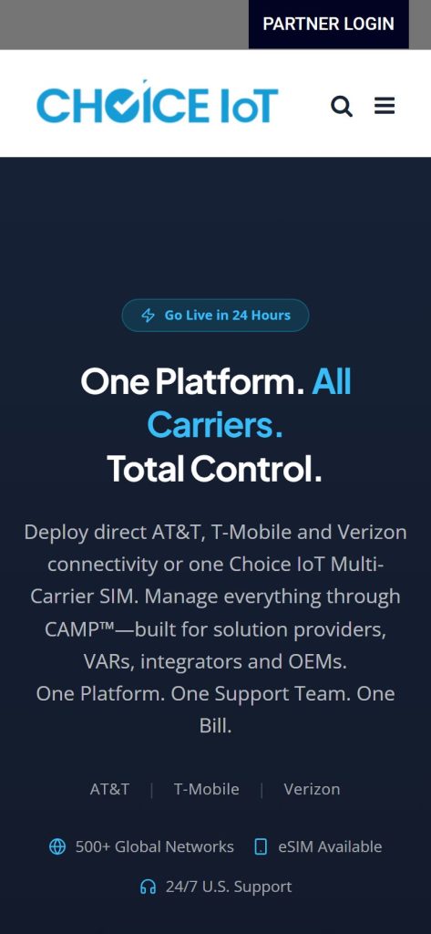 Choice Business Connections homepage on a phone