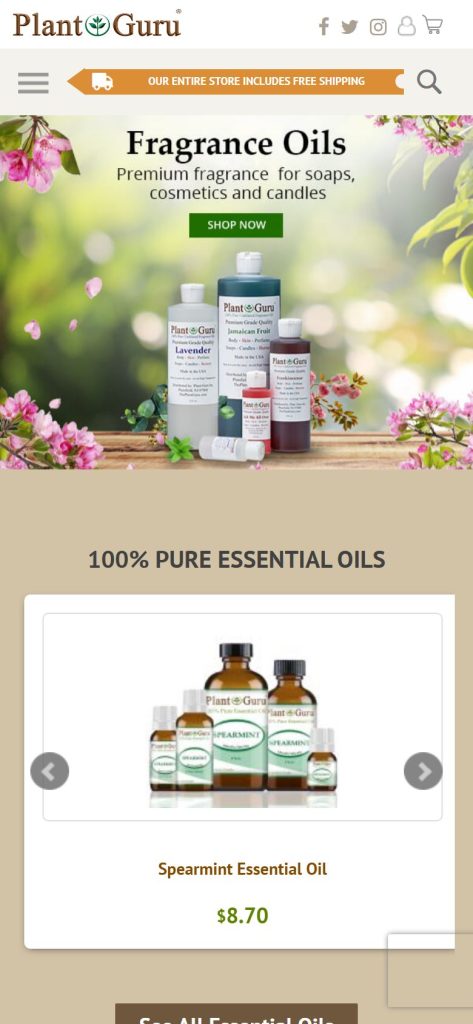 Plant Guru homepage on a phone