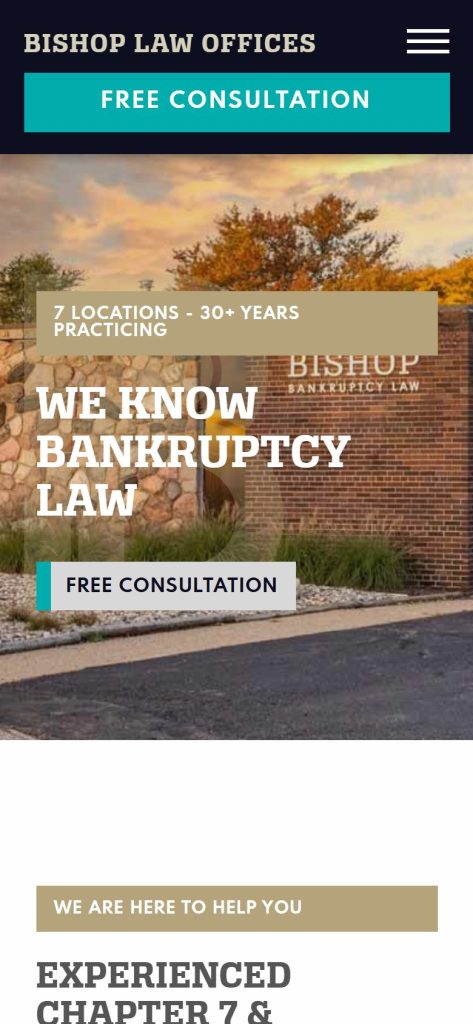 Berman and Bishop homepage on a phone