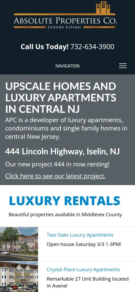 Rent1NJ homepage on a phone