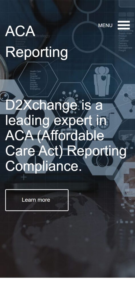 ACA Reporting Service homepage on a phone