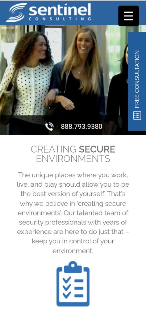 Sentinel Consulting homepage on a phone