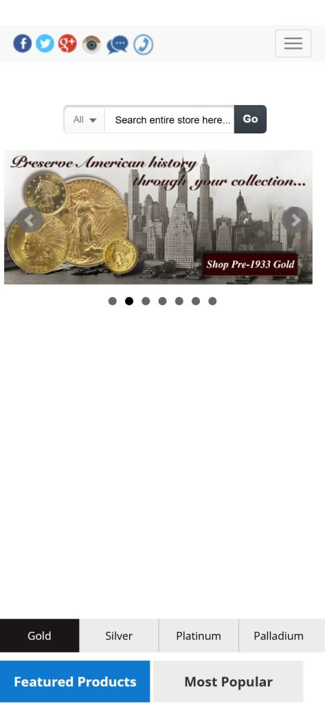 Coin Exchange NY homepage on a phone