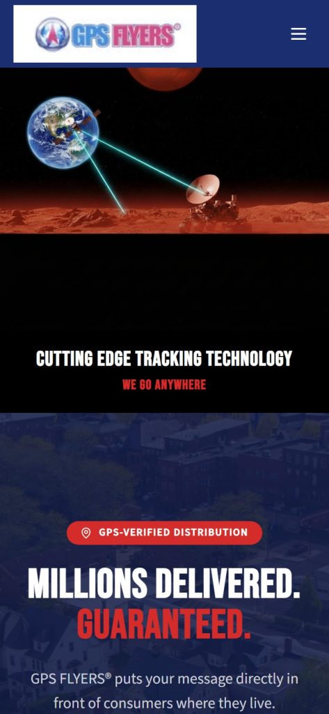 GPS Flyers homepage on a phone