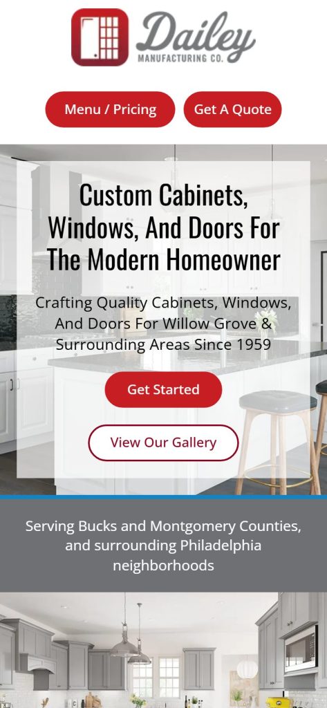 Dailey Manufacturing homepage on a phone