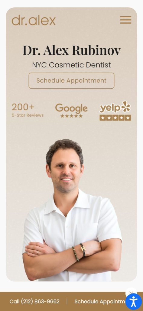 Dr Alex NYC homepage on a phone