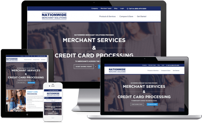 Custom website design for merchant services