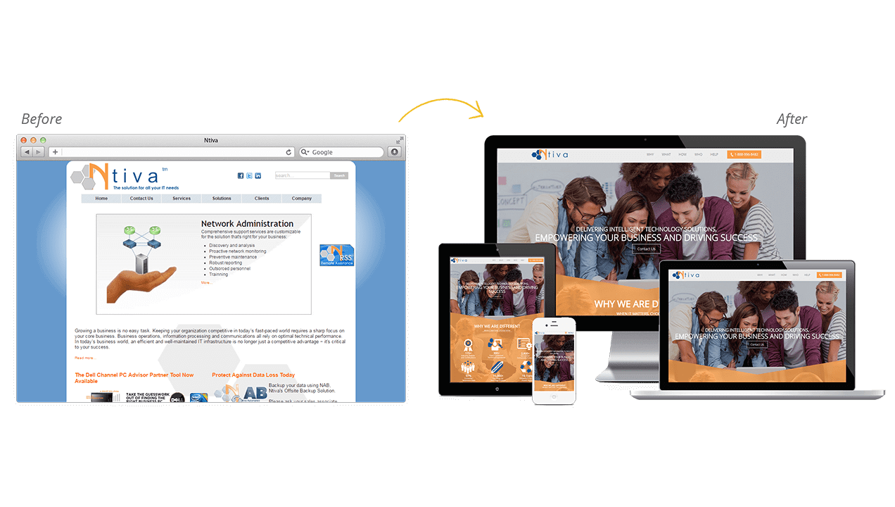 Ntiva Before & After Website Design
