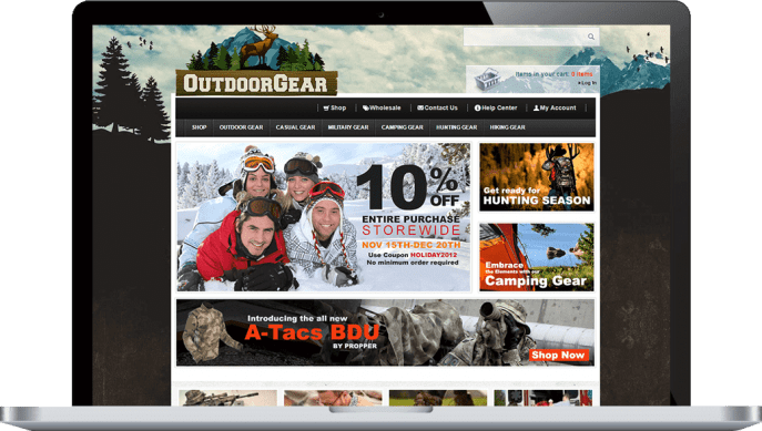 Ecommerce website for outdoor clothing