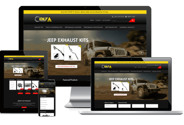 Ecommerce website design for an exhaust auto parts retailer