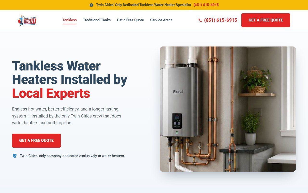Water Heaters Now landing page