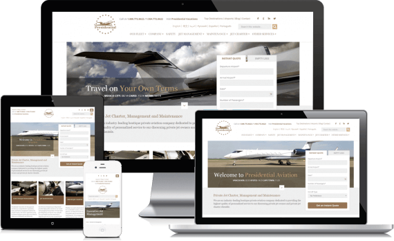 Presidential Aviation Web Design Hospitality