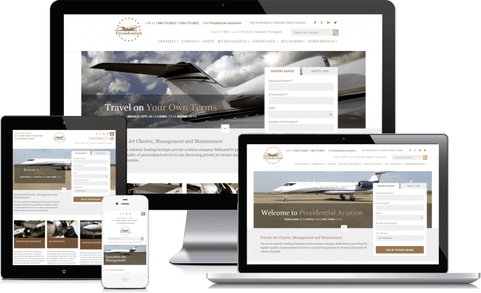 Custom website design for a private airline