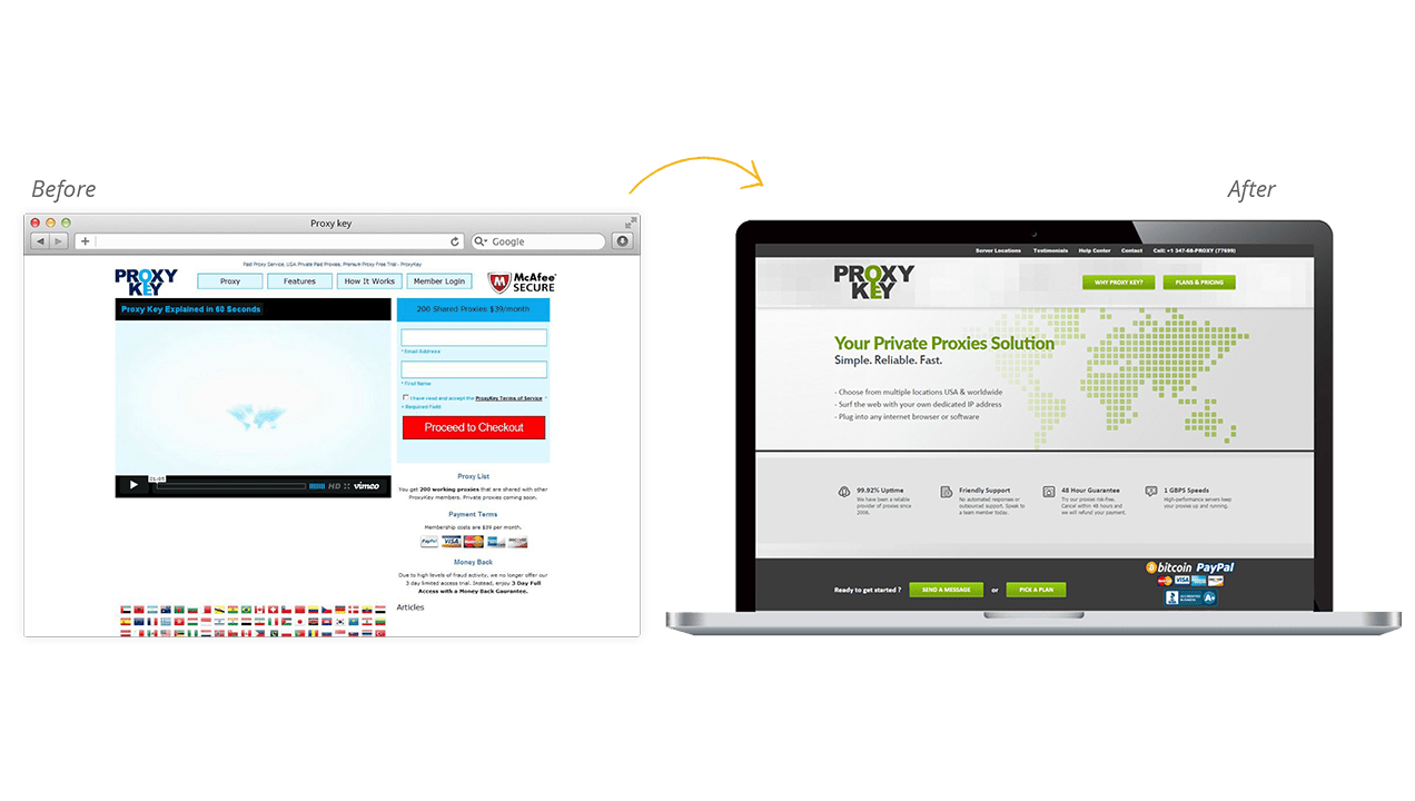 Proxy Key Before & After Website Design