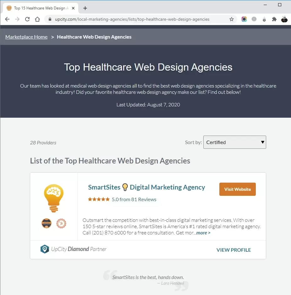 SmartSites Listed in Top Healthcare Web Design