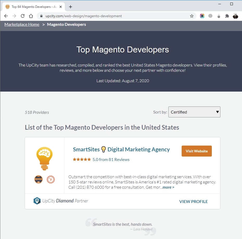 SmartSites Listed in Top Magento Design