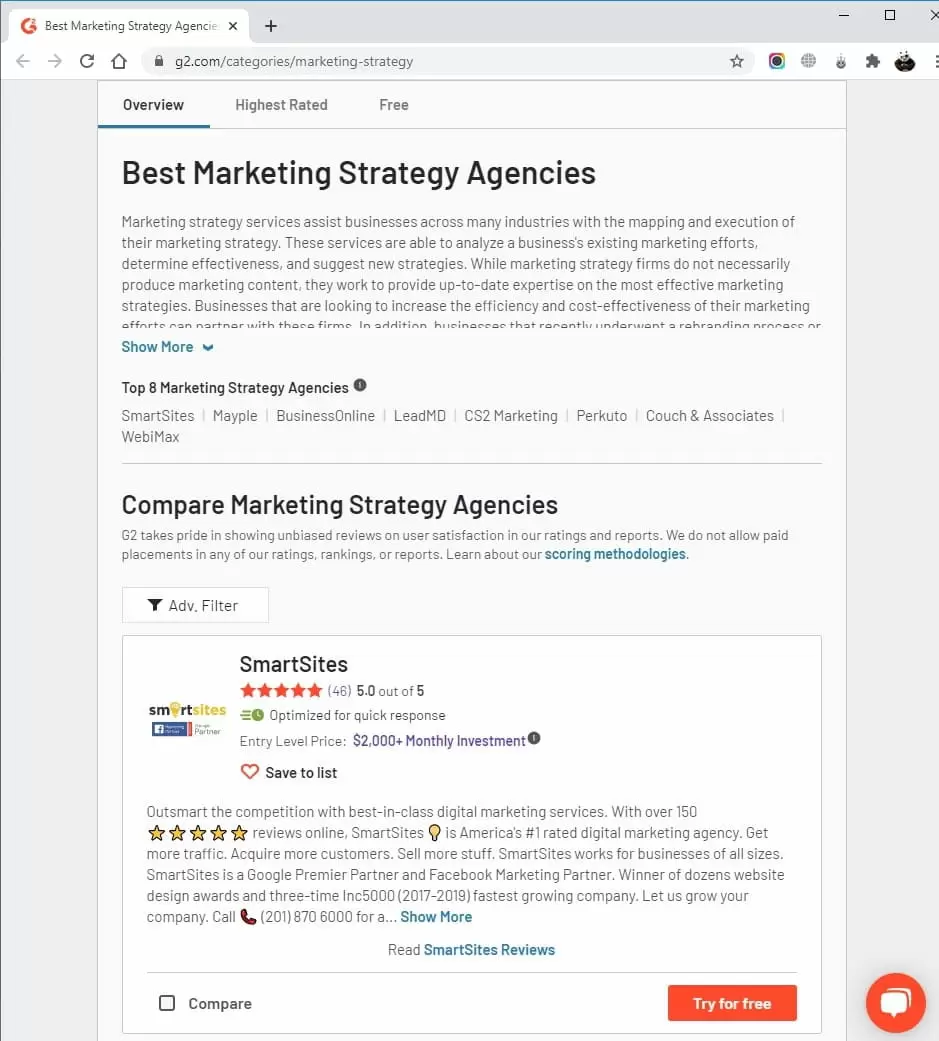 smartsites Listed in Top Marketing Strategy