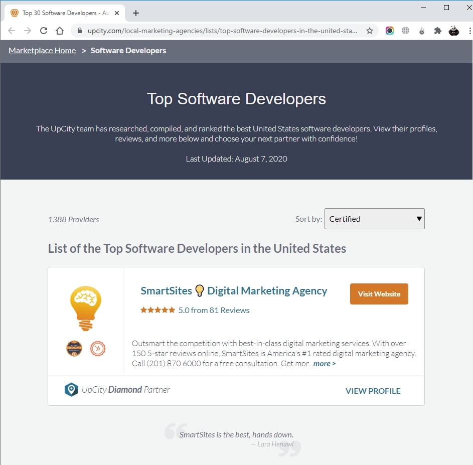 SmartSites Listed in Top Software Development