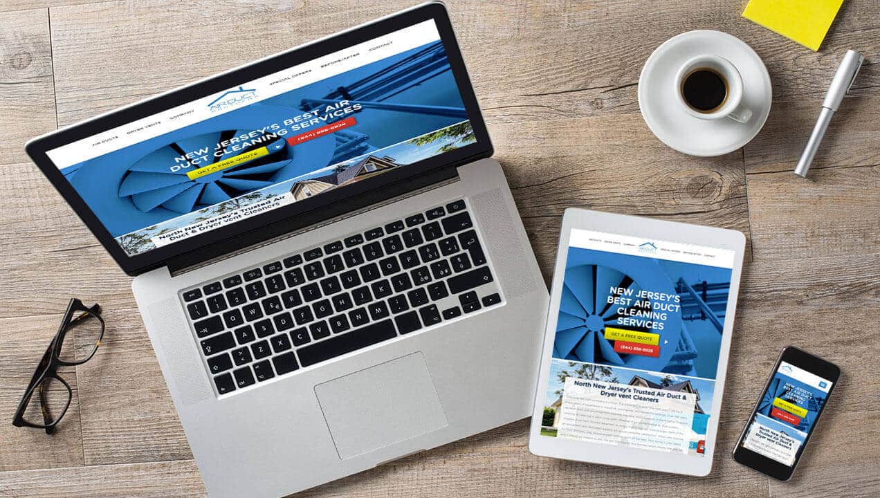 Air Duct Brother website on a tablet