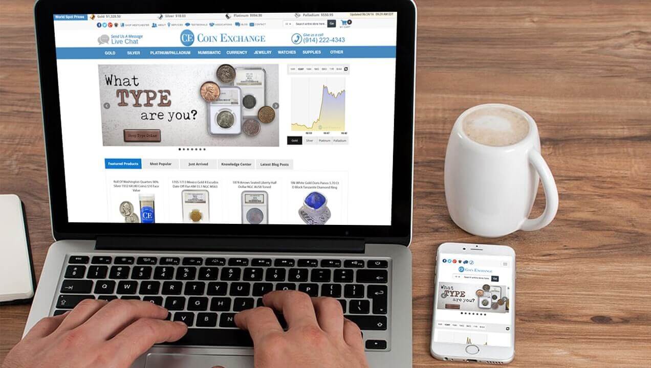Coin Exchange website on laptop and mobile device