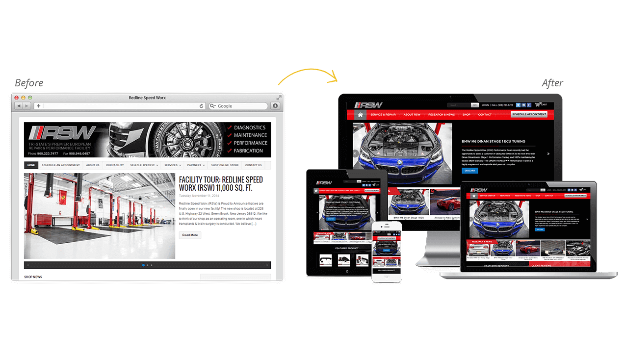 Redline Speed Worx website designs