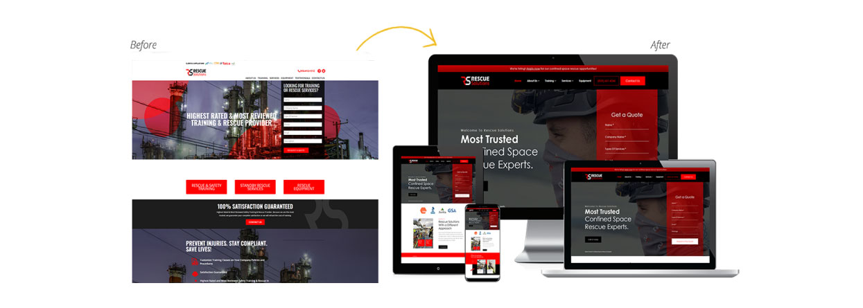 Rescue Solutions LLC Website Redesign Before After