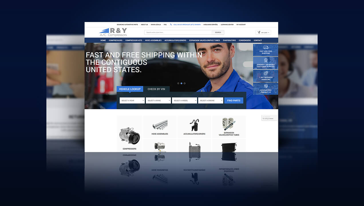 RY Compressors website desktop view