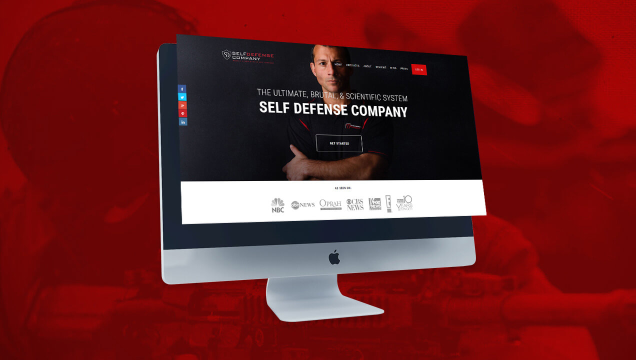 Self Defense Company homepage on a desktop computer