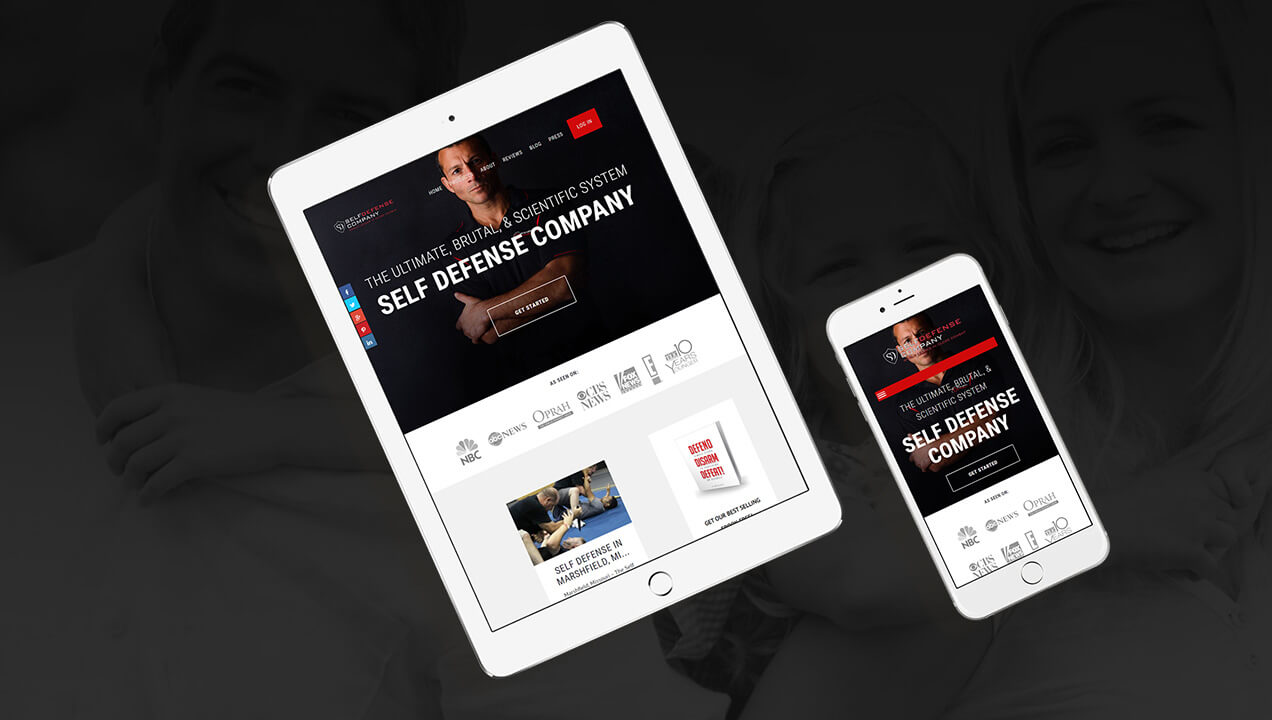 Self Defense Company website on tablet and mobile phone