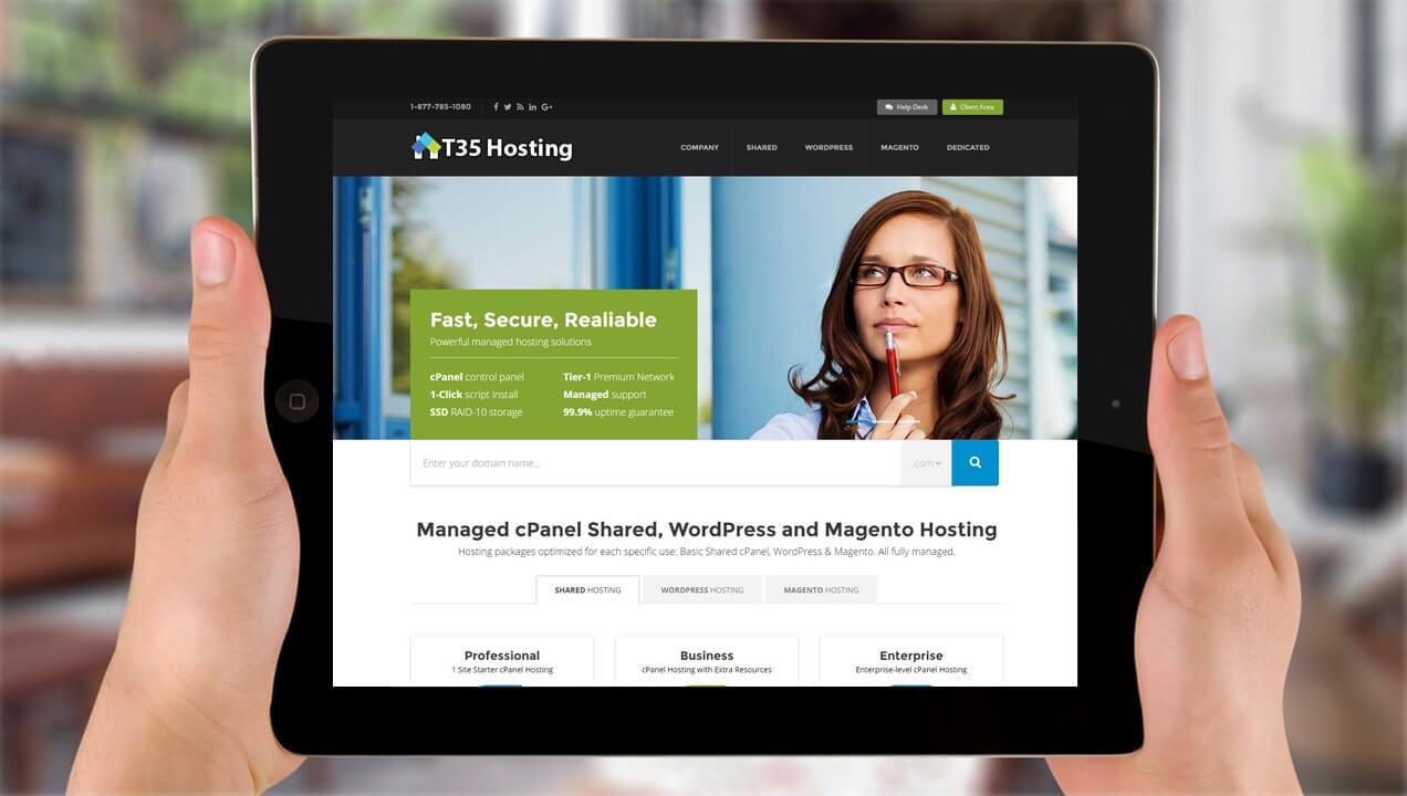 T35 Hosting tablet website design