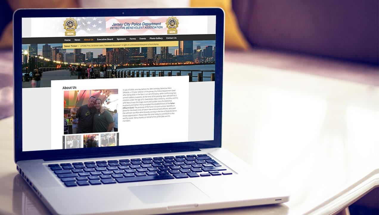 Jersey City Police Department on laptop