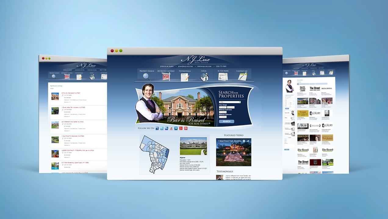 NJ Lux Real Estate Digital Marketing, Logo, site Design, SEO & PPC