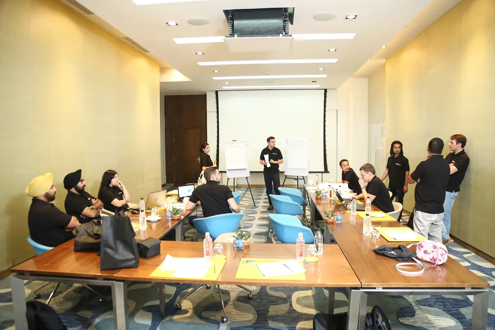 SmartSites team workshop in a hotel conference room