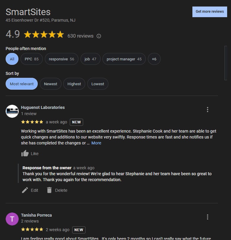 smartsites Google Reviews